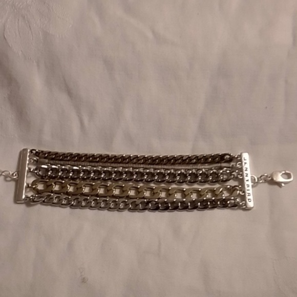 Jenny Bird Gold and Silver Tone Austin Chain Bracelet Retro Funky Stylish Mod - Picture 2 of 3